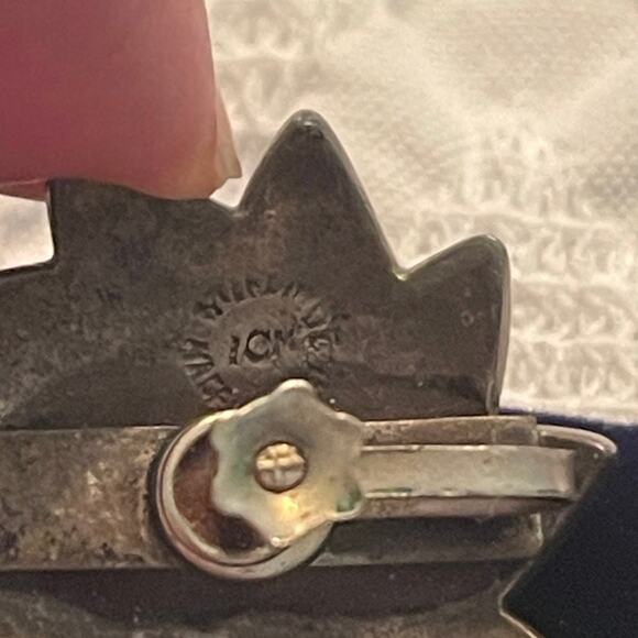 Abalone and Alpaca silver screwback vintage earrings - Picture 10 of 12